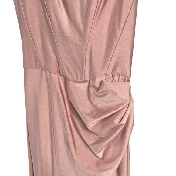 Cynthia & Sahar CS101 Off Shoulder Corset Stretch Satin Mermaid Toasted Sugar - Picture 4 of 16